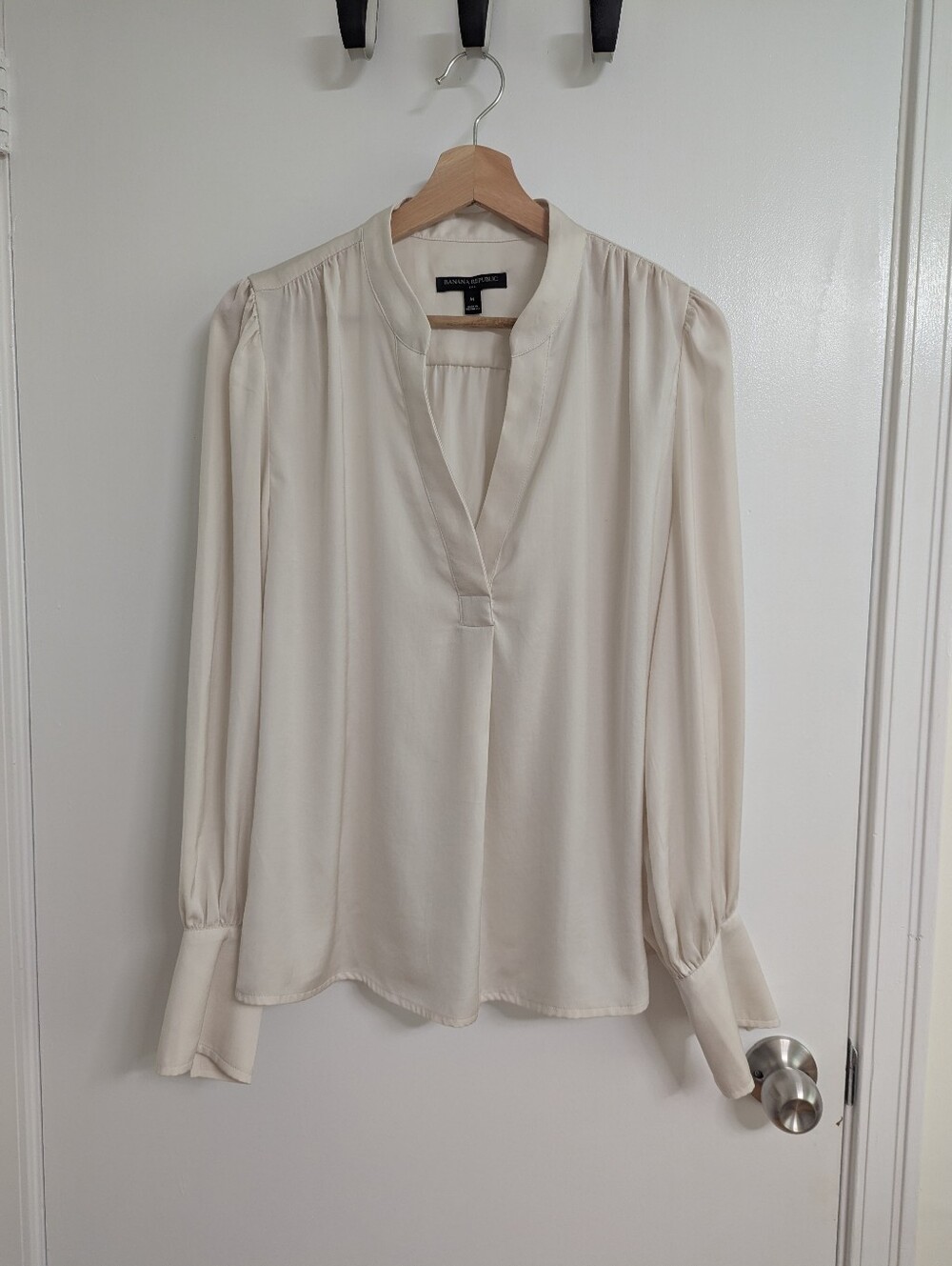 Banana Republic Satin Peasant Blouse - Cream
